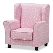 Baxton Studio Selina Modern and Contemporary Pink and White Heart Patterned Fabric Upholstered Kids Armchair